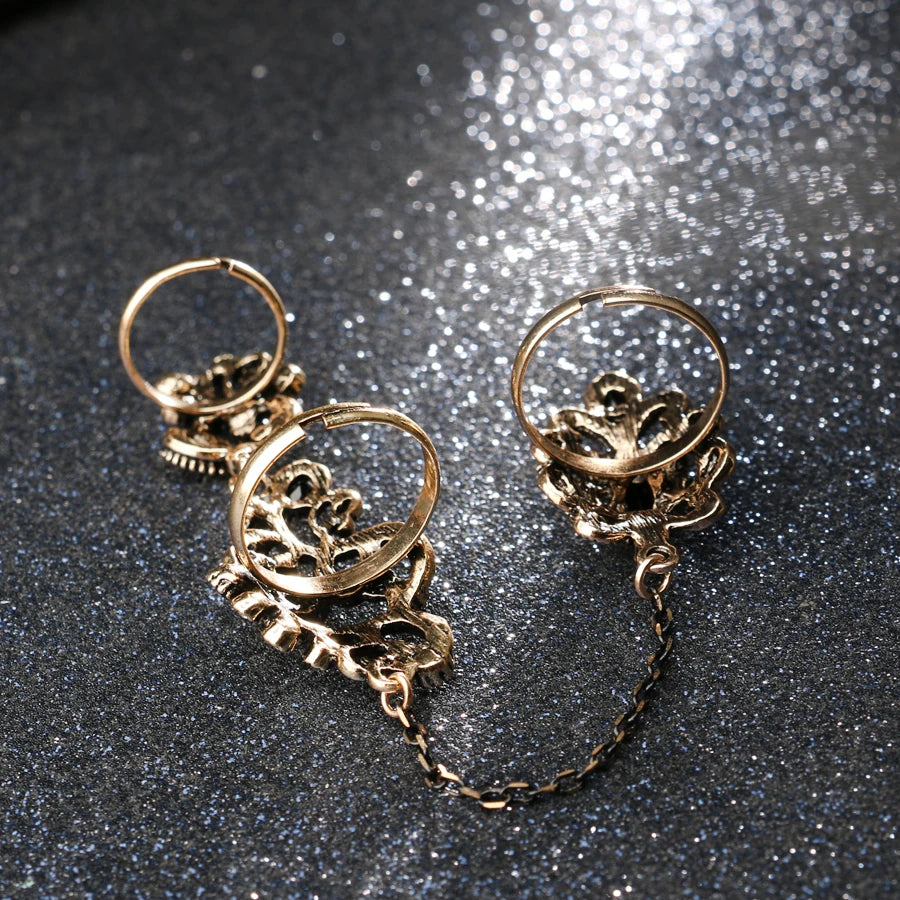 Hollow Out Flower Two Finger Ring