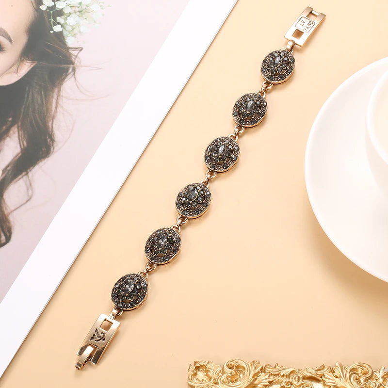Gray Crystal Ethnic Bracelet