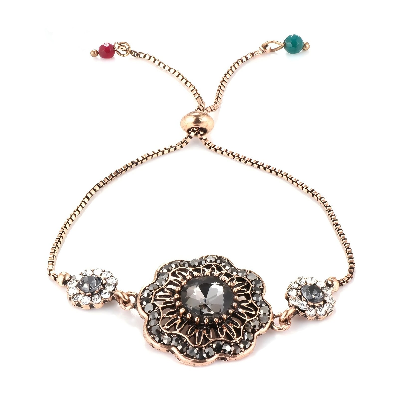 Gray Crystal Flower Bracelet
