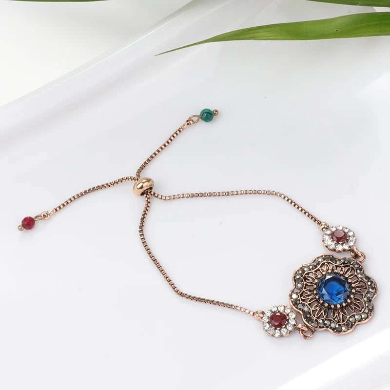 Blue Crystal Flower Bracelet
