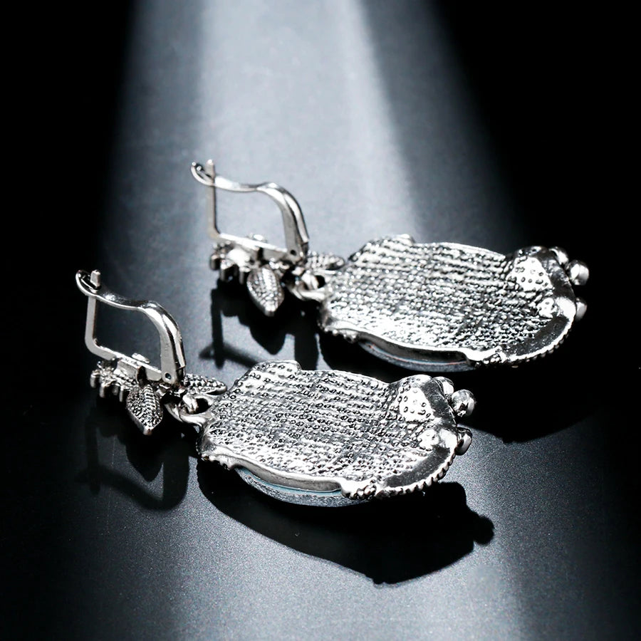 Flower Big Drop Earrings