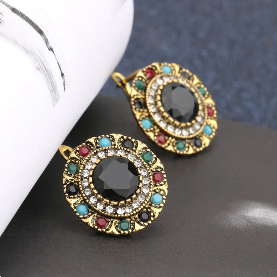Antique Gold Crystal Earrings