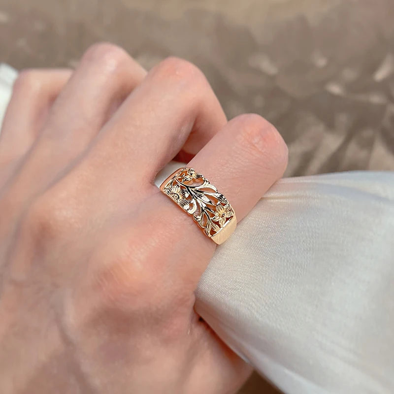 Boho Hollow Flower Cilp ring