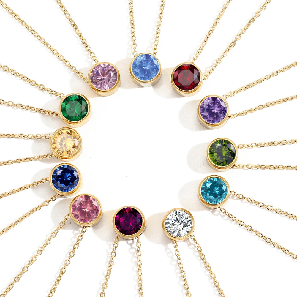 Stainless Steel Birthstone Necklace
