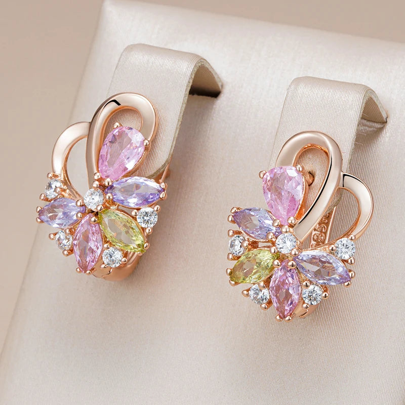 Colored Gemstone Petal Earrings