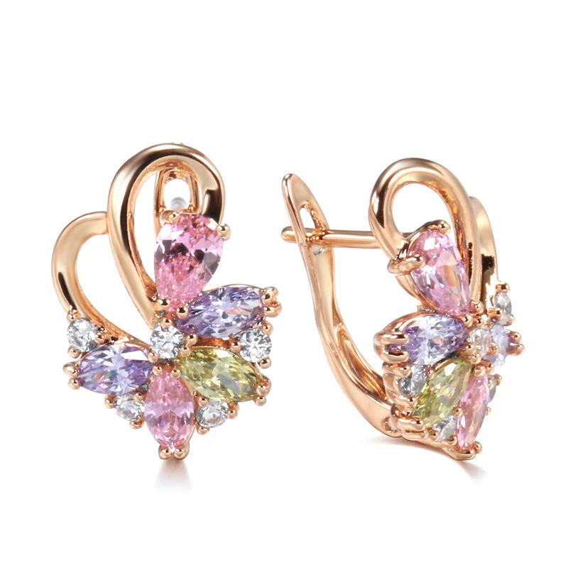Colored Gemstone Petal Earrings