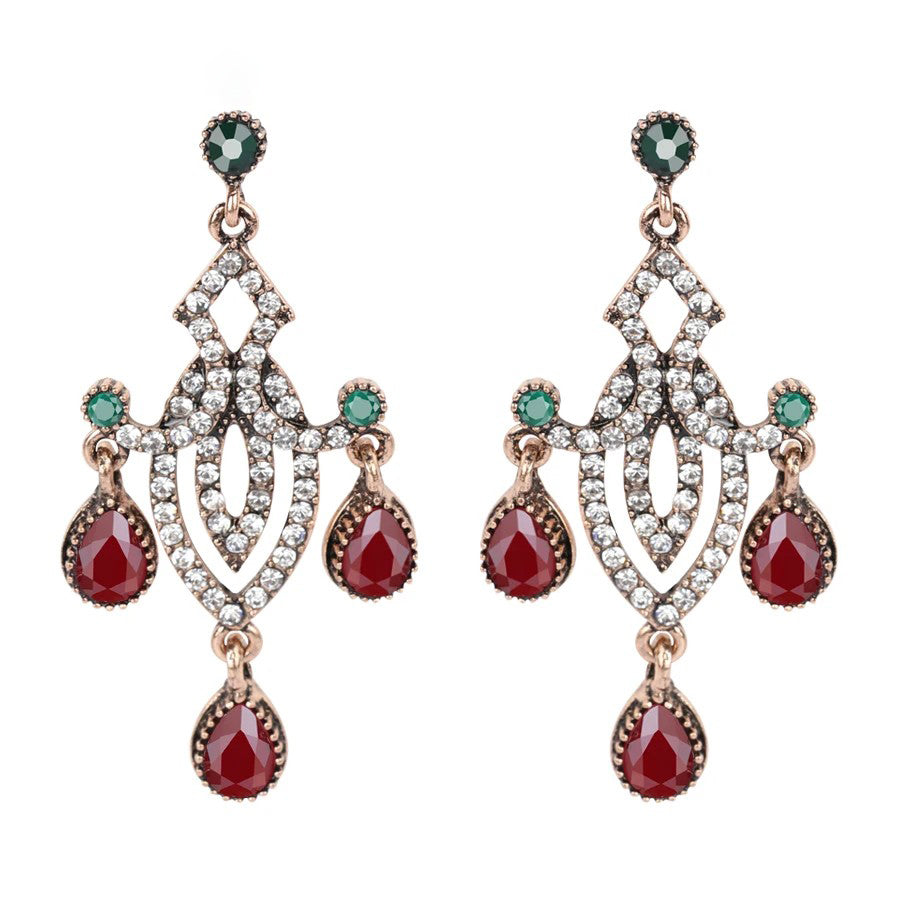 Crystal Geometric Drop Earrings