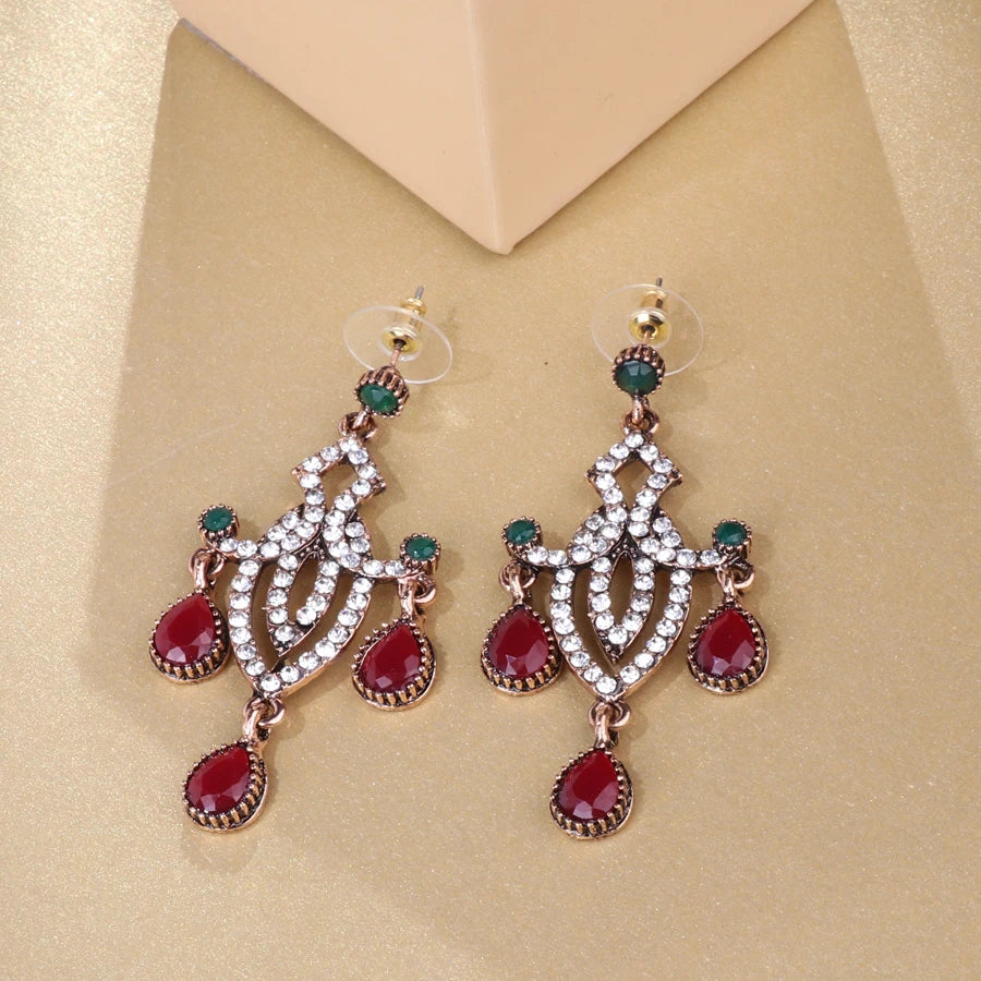Crystal Geometric Drop Earrings
