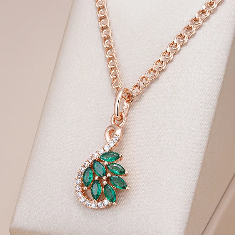 Green Leaf Gemstone Necklace