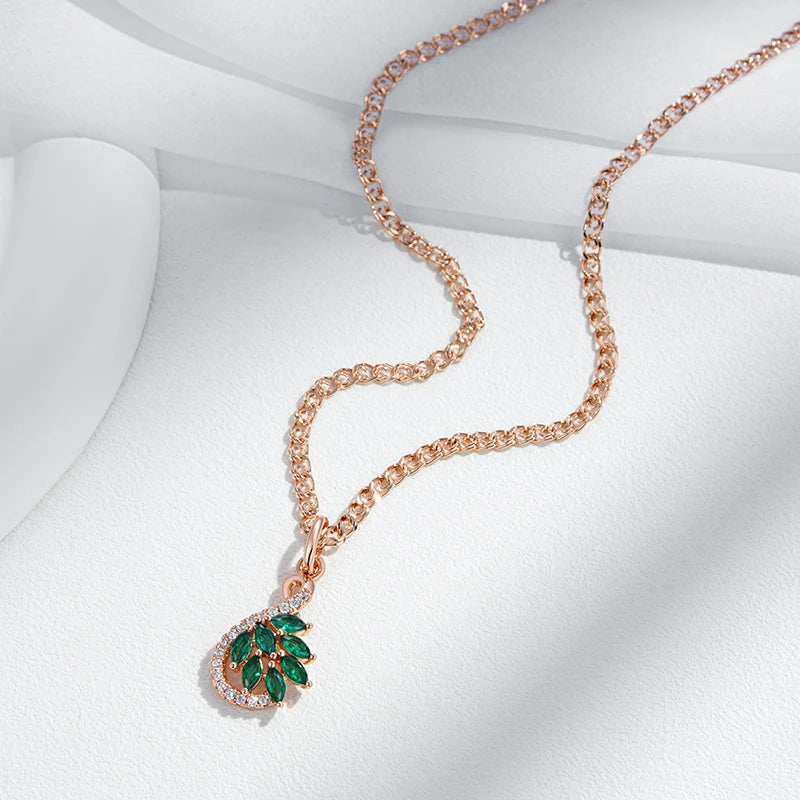 Green Leaf Gemstone Necklace