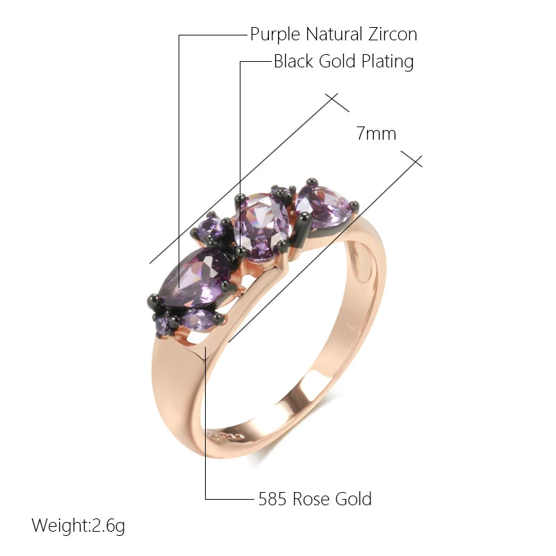 Luxury Purple Natural Zircon Ring-size