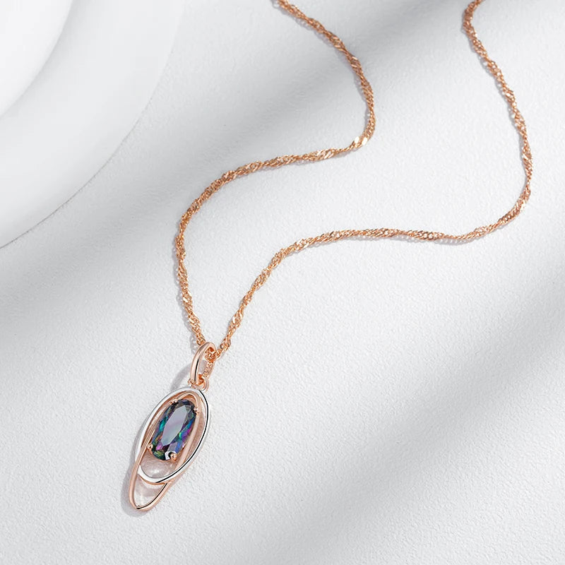 Oval Colorful Gemstone Necklace