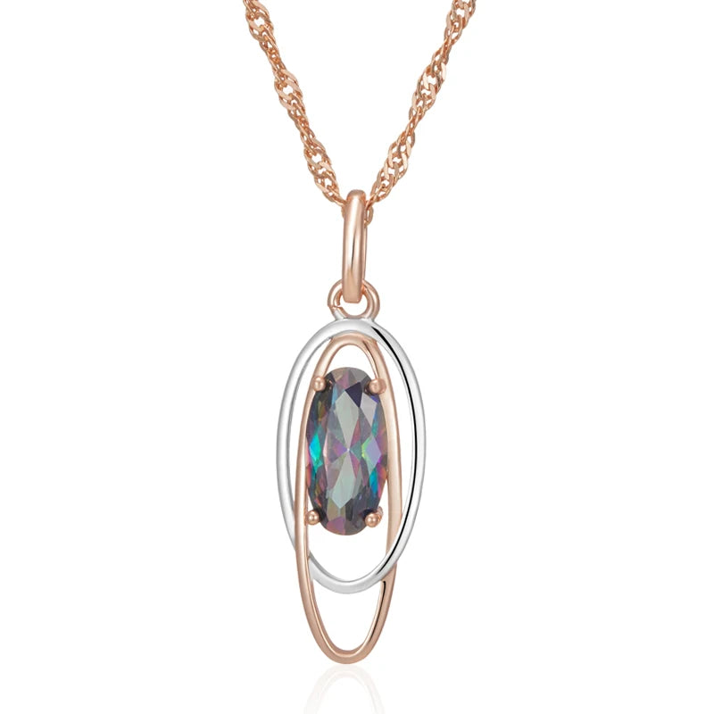 Oval Colorful Gemstone Necklace