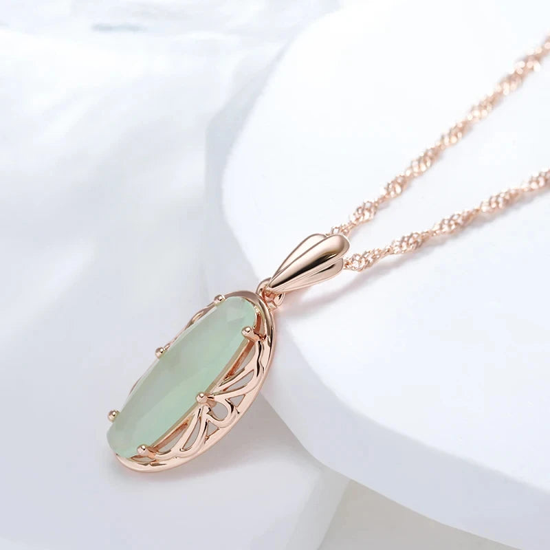 Oval Gemstone Pendant Necklace