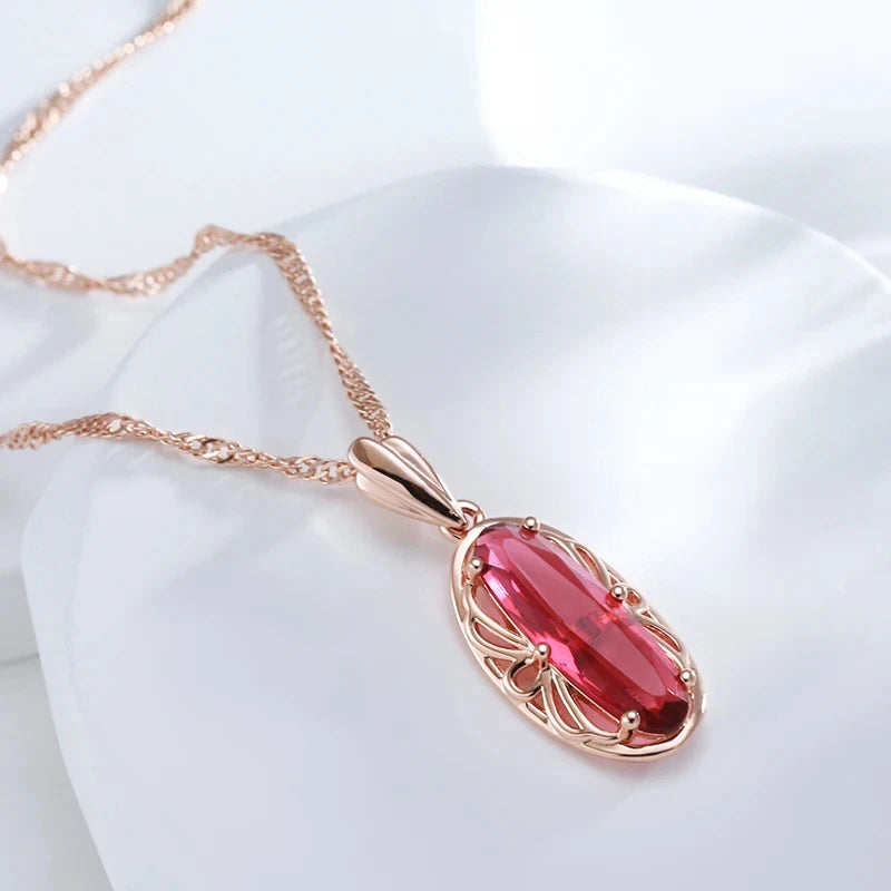 Oval Gemstone Pendant Necklace