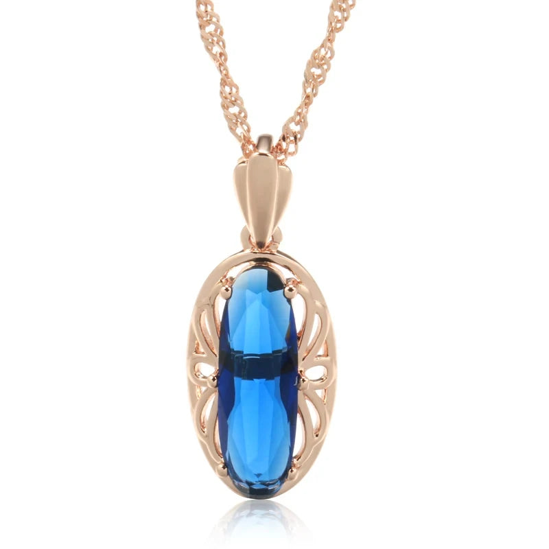 Oval Gemstone Pendant Necklace