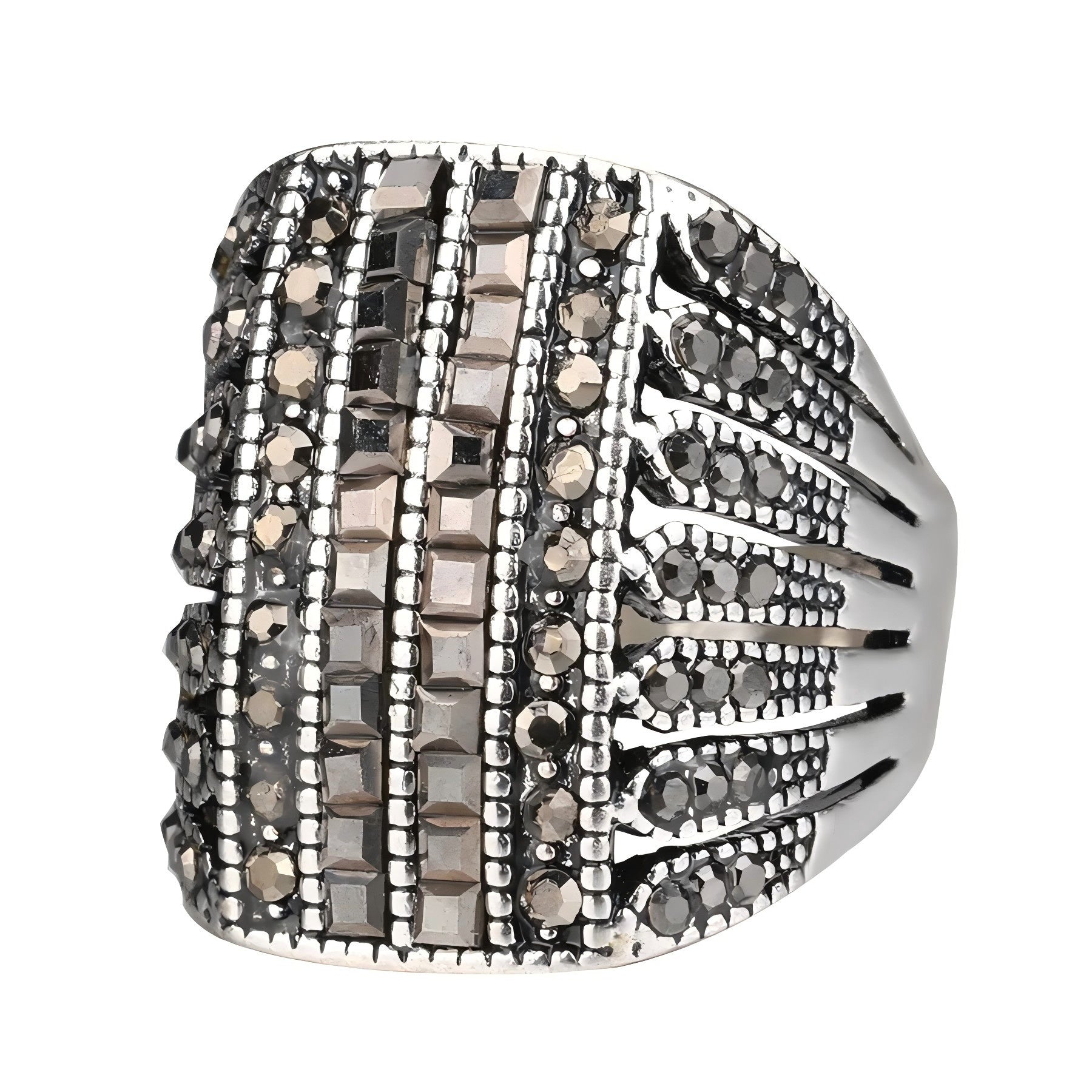 Punk Rock Black Crystal Ring