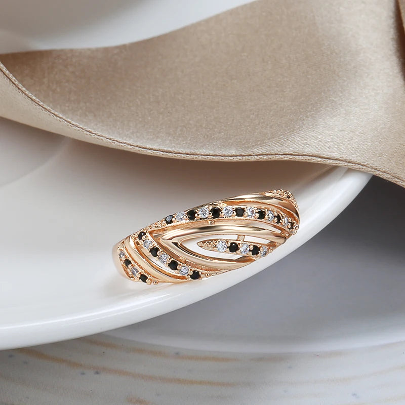 Rose Gold Ethnic Hollow Wave Ring