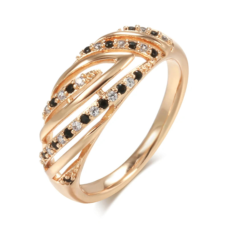 Rose Gold Ethnic Hollow Wave Ring
