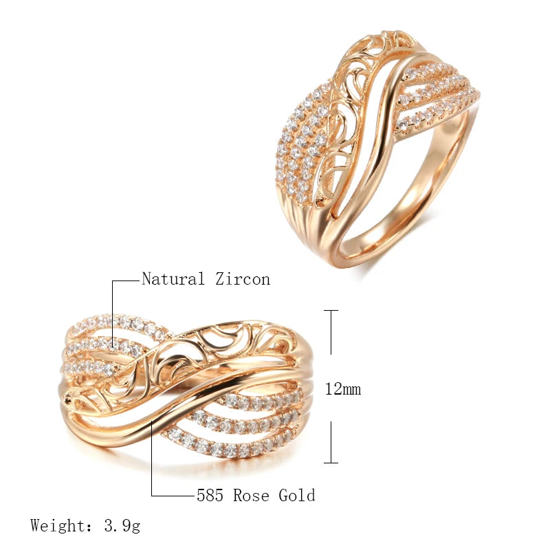 Rose Gold Hollow Flower Ethnic Ring-size