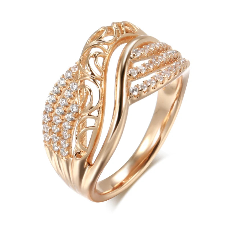 Rose Gold Hollow Flower Ethnic Ring