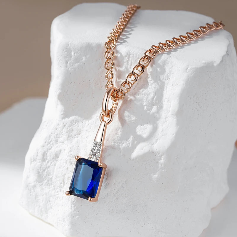 Square Blue Gemstone Necklace