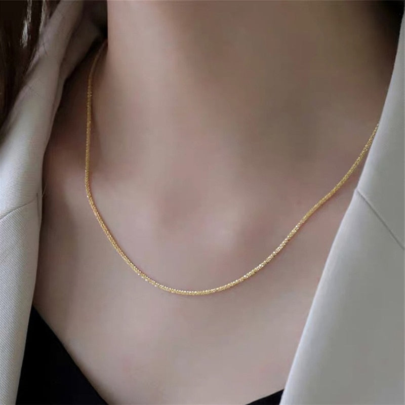 Silver Colour Sparkling Clavicle Chain Choker Necklace Collar For Women Fine Jewelry Wedding Party Birthday Gift
