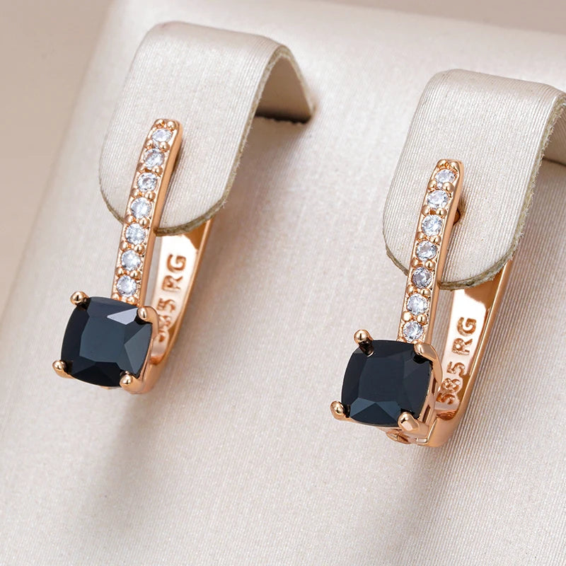 Square Black Gemstone Earrings