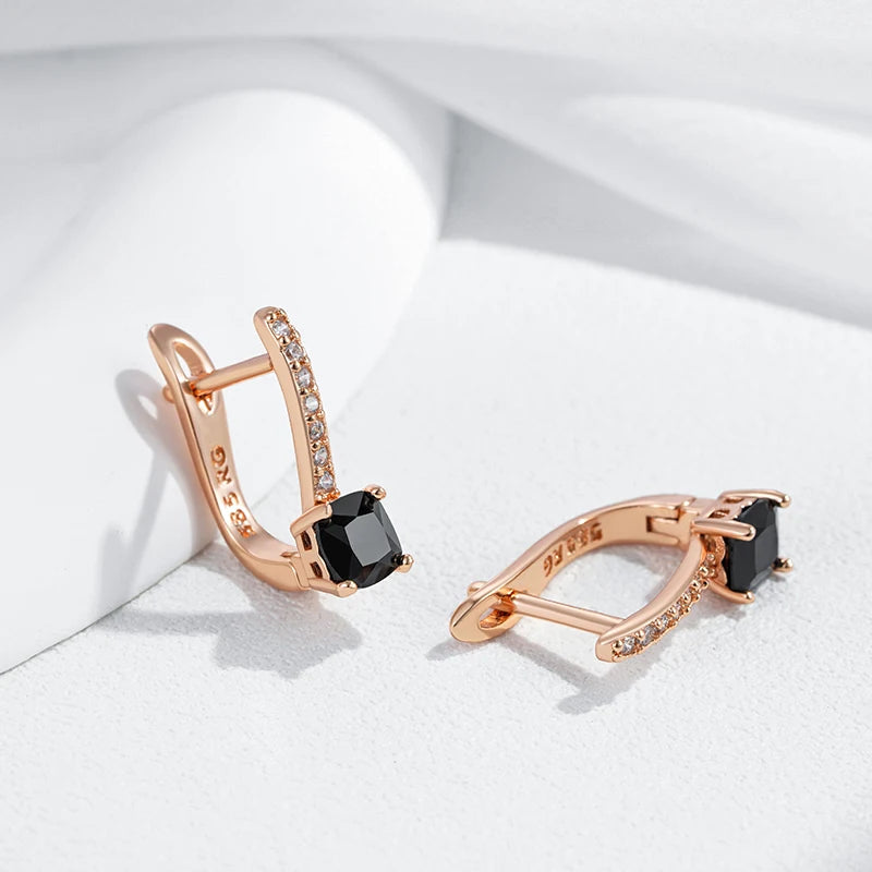 Square Black Gemstone Earrings