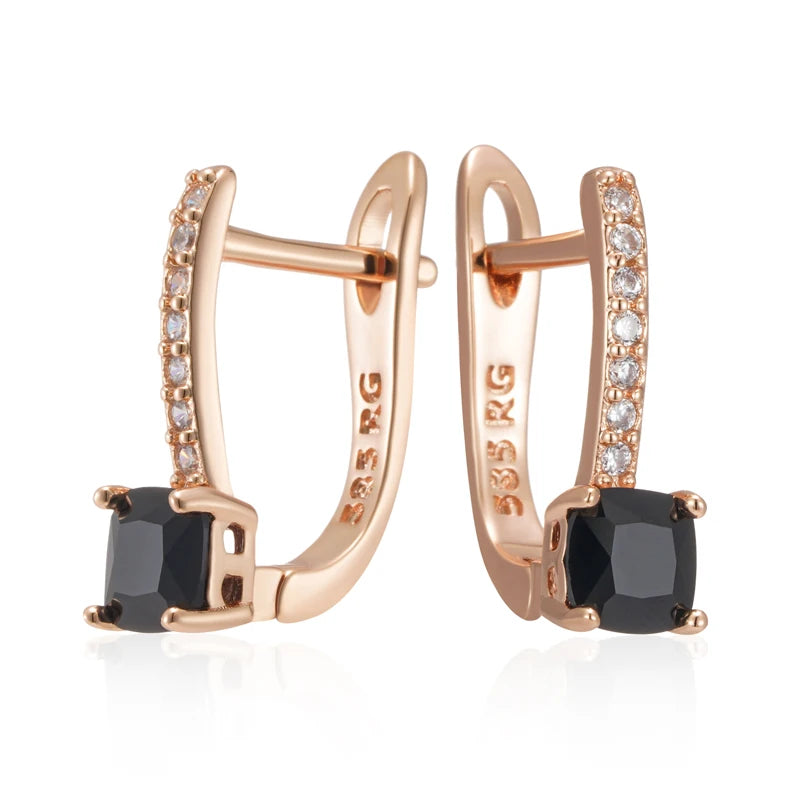 Square Black Gemstone Earrings