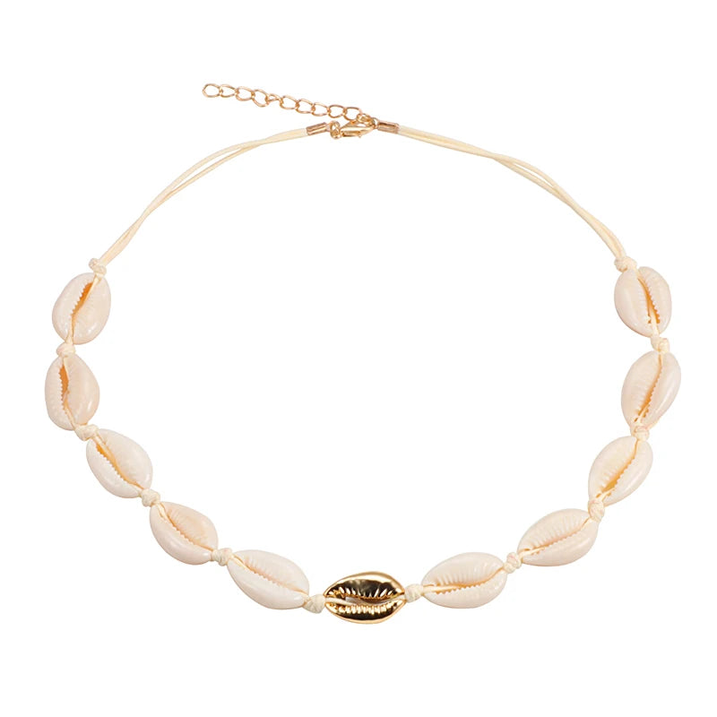 Summer Beach Shell Choker Bohemian Rope Cowrie Beaded Necklaces