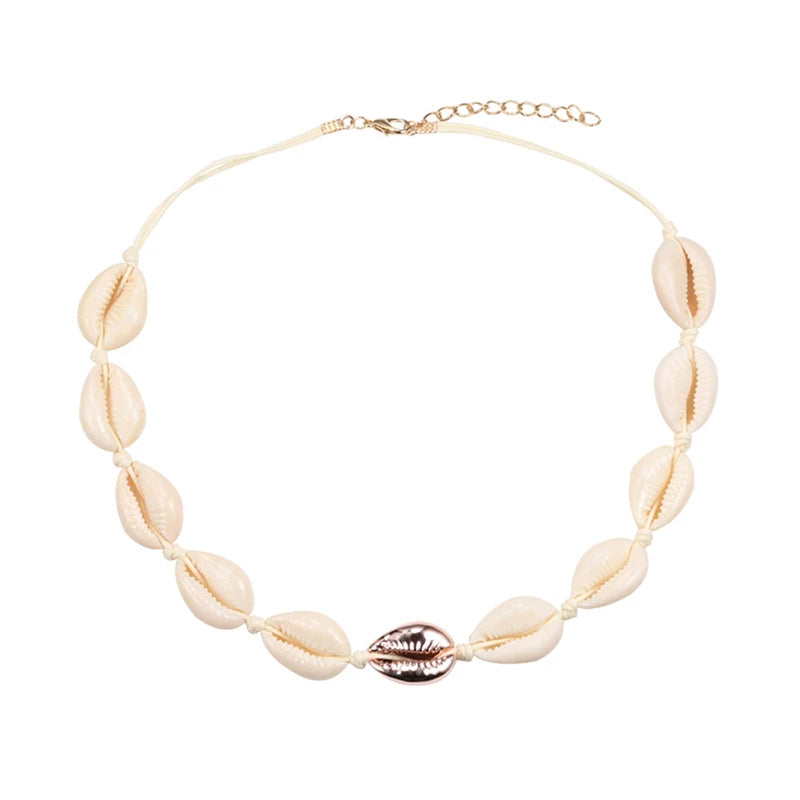 Summer Beach Shell Choker Bohemian Rope Cowrie Beaded Necklaces