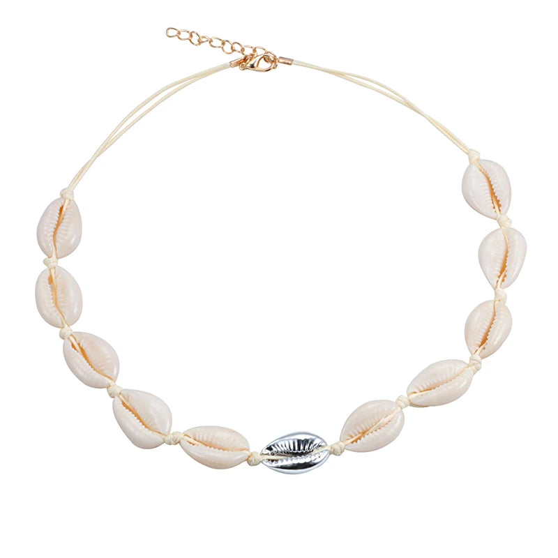 Summer Beach Shell Choker Bohemian Rope Cowrie Beaded Necklaces