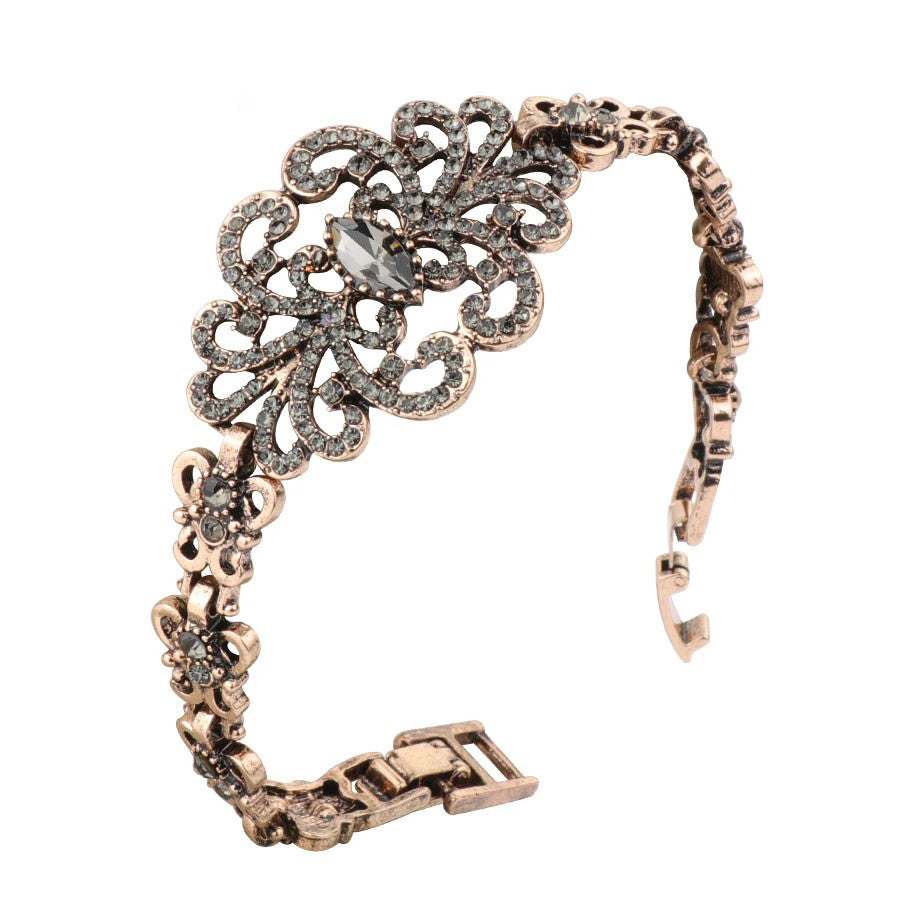 Gray Crystal Flower Bracelet