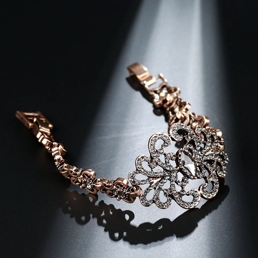 Gray Crystal Flower Bracelet