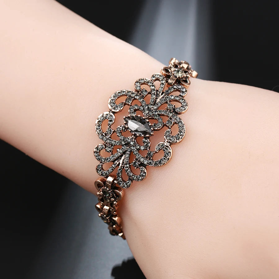 Gray Crystal Flower Bracelet