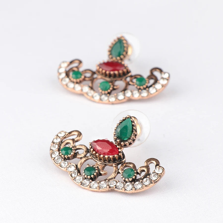 Gold Multicolor Crystal Earrings