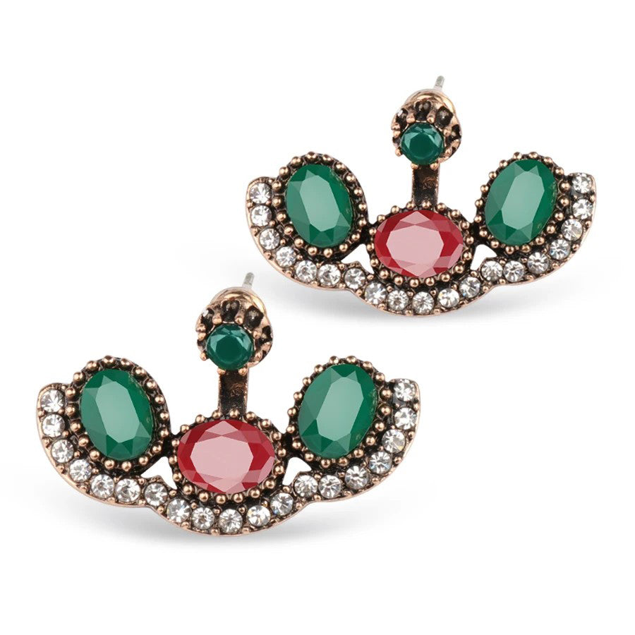 Geometric Crystal Stud Earrings