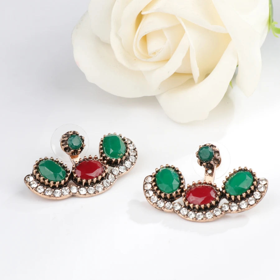 Geometric Crystal Stud Earrings
