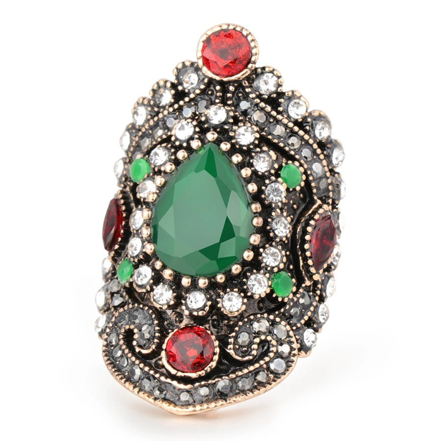 Gray Crystal Turkey Ring