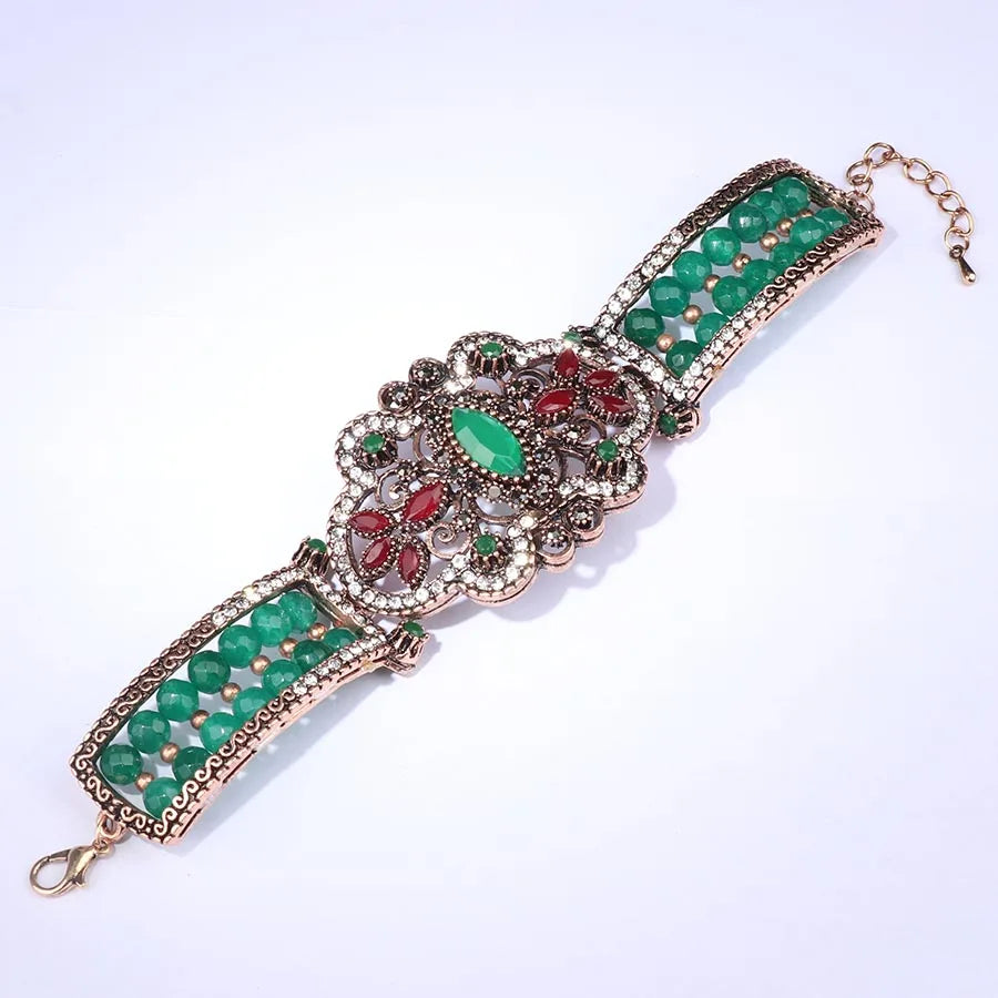 Antique Gold Crystal Beads Bracelet
