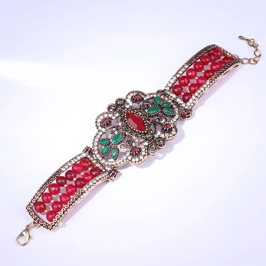 Antique Gold Crystal Beads Bracelet