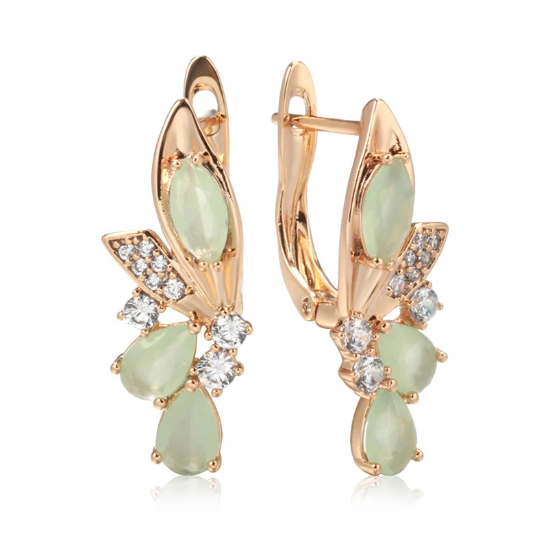 Green Flower Gemstone Earrings
