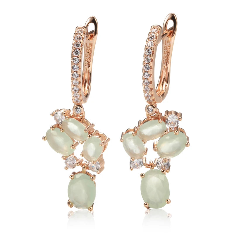 Green Gemstone Flower Earrings