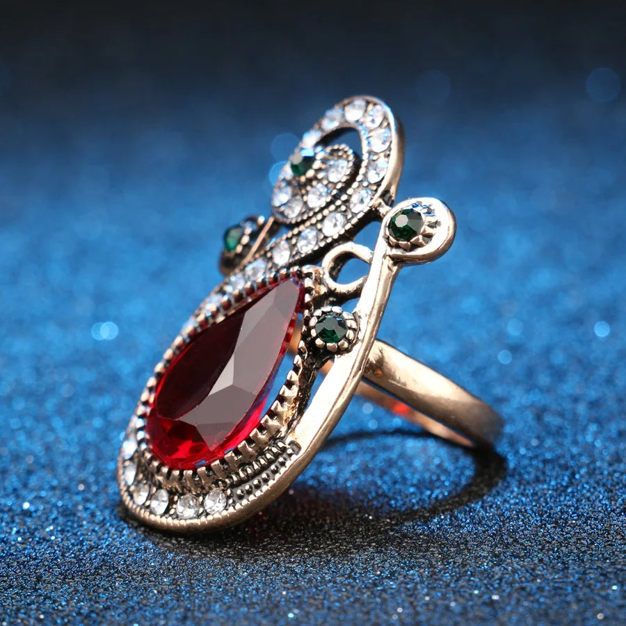 Red Rhinestone Big Finger Ring