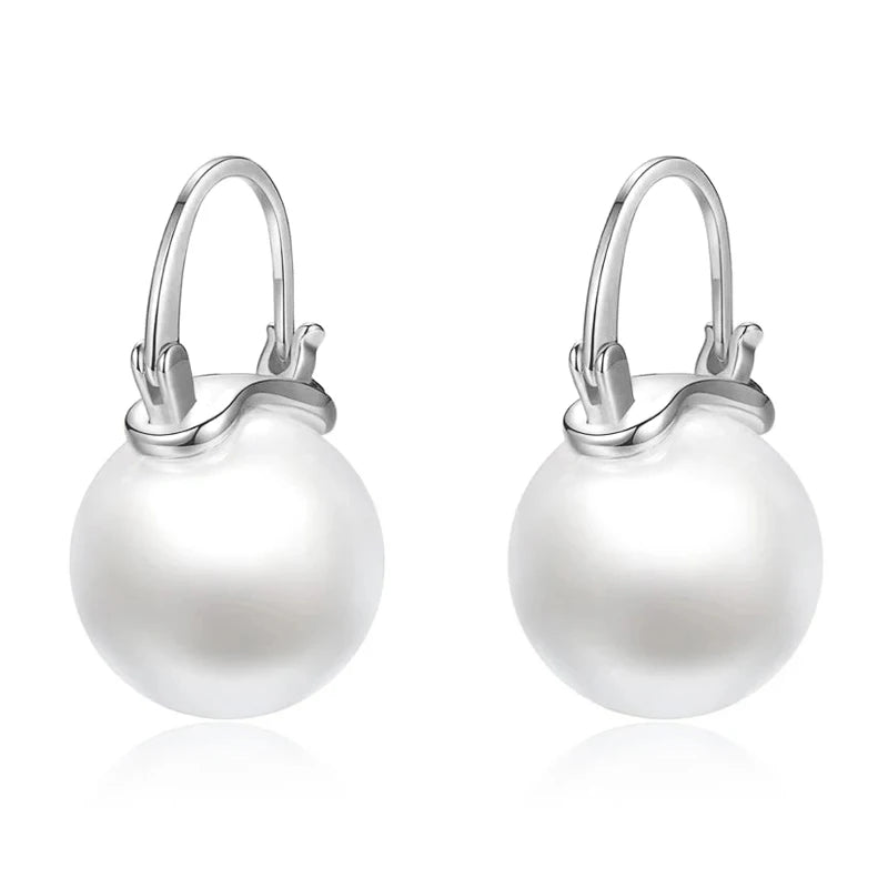 White Pearls Hoop Earrings