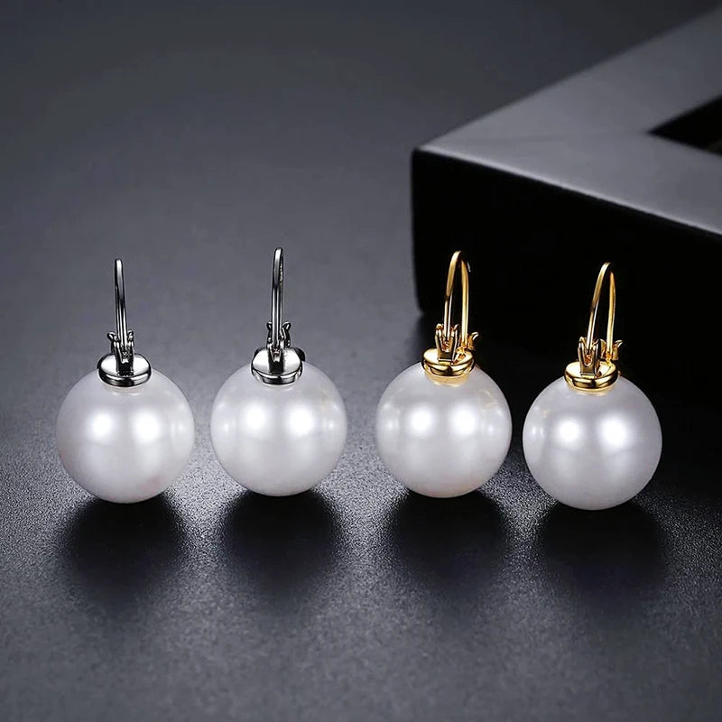 White Pearls Hoop Earrings