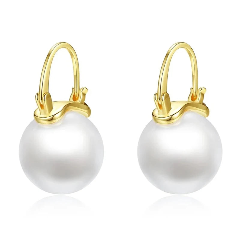 White Pearls Hoop Earrings