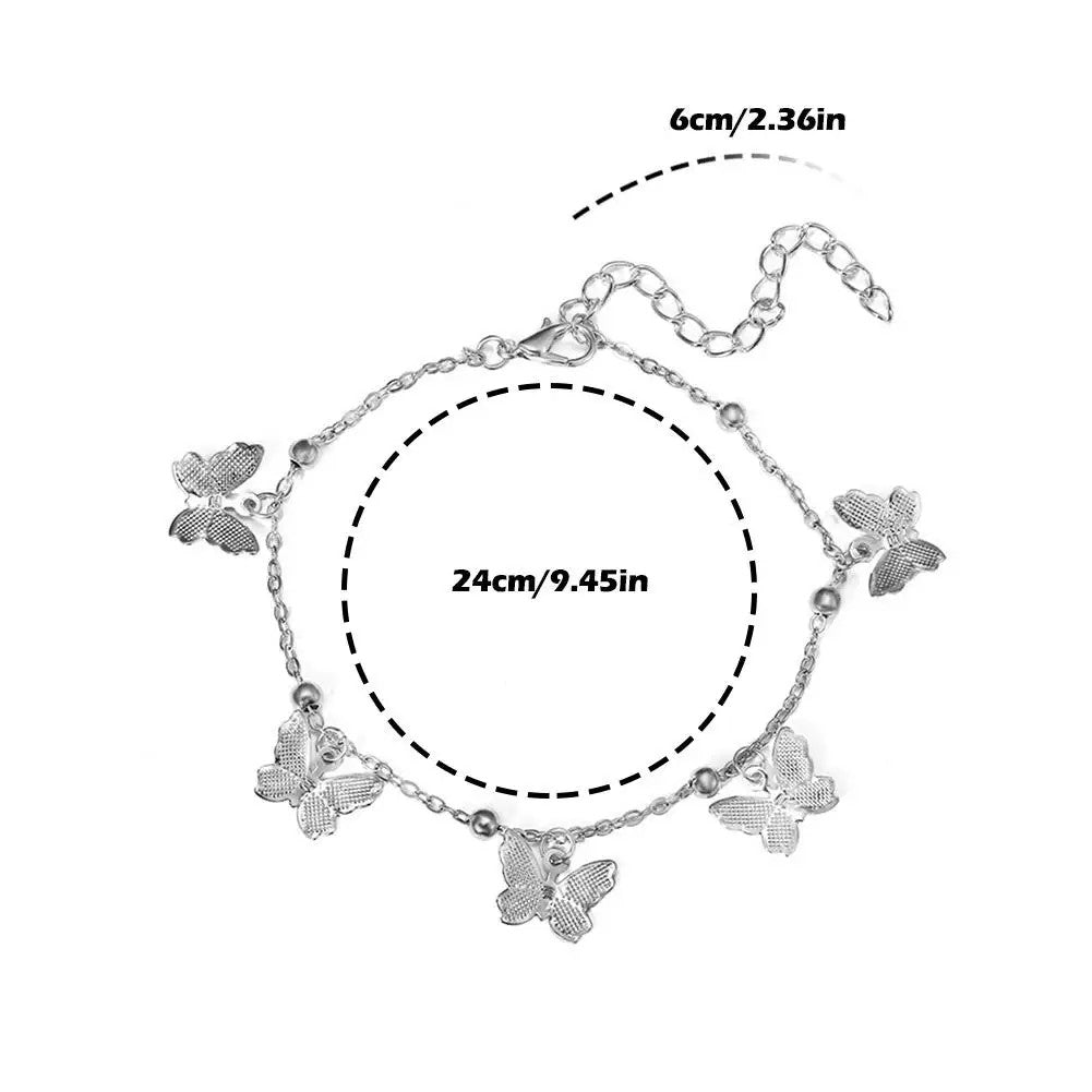Bohemian Gold Silver Color Butterfly Anklets For Women Fashion Beads Anklet Summer Beach Ankle Jewelry
