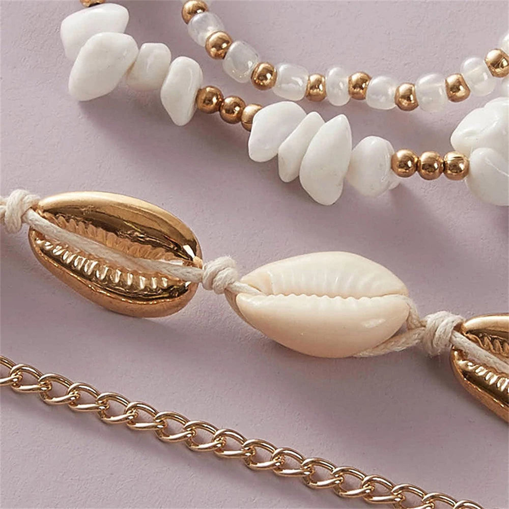 Bohemian Sea Stone Anklets Bracelet for Women Beach Drop Crystal Feet Leg Chain Summer Fashion Jewelry Accessories Gift